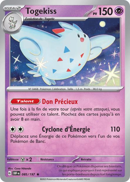 Carte Pokémon Togekiss 085/197 Flammes Obsidiennes OBF EV03 Neuf FR LorenZone