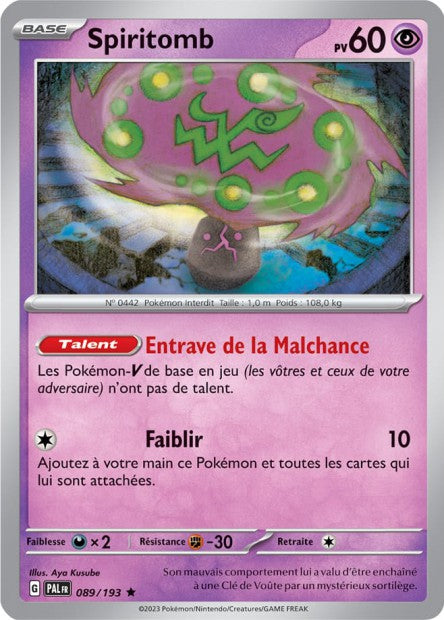 Carte Pokémon Spiritomb 089/193 PAL Evolution a Paldea EV02 Neuf FR LorenZone