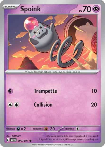 Carte Pokémon Spoink 090/197 Flammes Obsidiennes OBF EV03 Neuf FR LorenZone