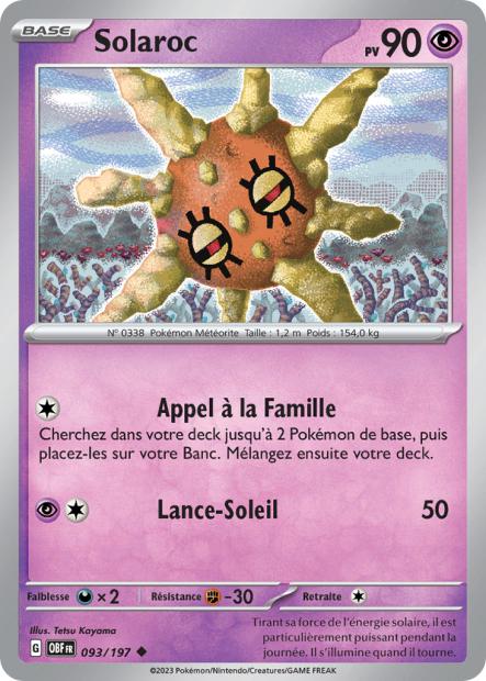 Carte Pokémon Solaroc 093/197 Flammes Obsidiennes OBF EV03 Neuf FR LorenZone