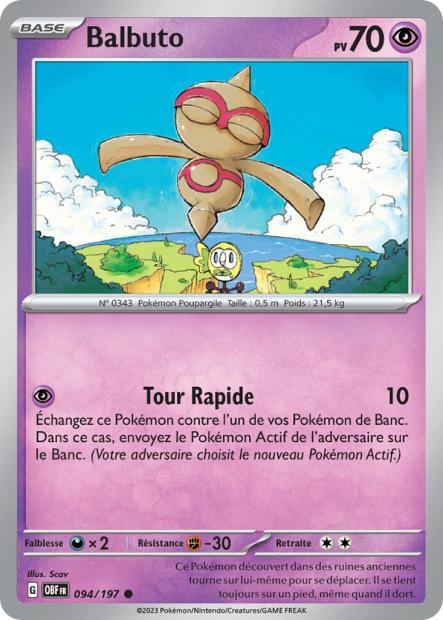 Carte Pokémon Balbuto 094/197 Flammes Obsidiennes OBF EV03 Neuf FR LorenZone