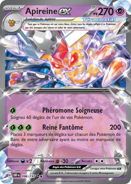 Carte Pokémon Apireine EX 096/197 Flammes Obsidiennes OBF EV03 Neuf FR LorenZone