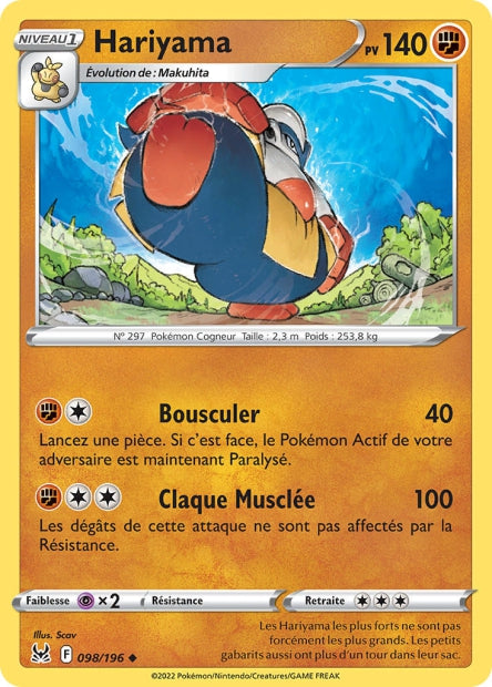 Carte Pokémon Hariyama 098/196 LOR Origine Perdue EB11 Neuf FR LorenZone