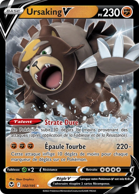 Carte Pokémon Ursaking V 102/195 SIT Tempete Argentee EB12 Neuf FR LorenZone