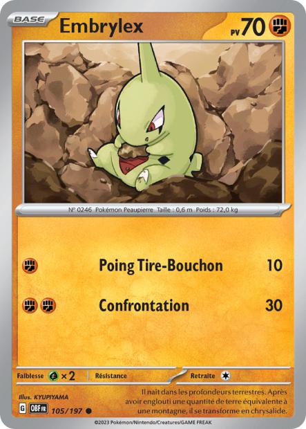 Carte Pokémon Embrylex 105/197 Flammes Obsidiennes EV03 LorenZone