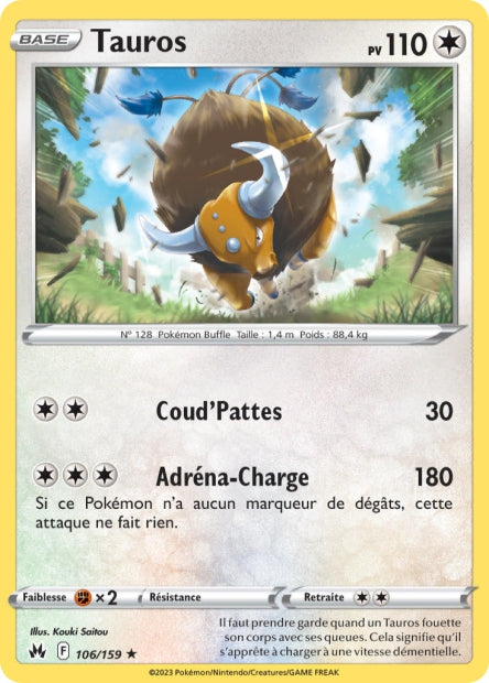 Carte Pokémon Tauros 106/159 CRZ EB12_5 LorenZone