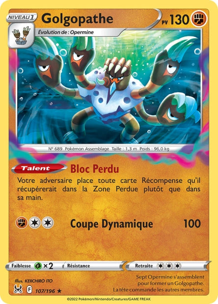 Carte Pokémon Golgopathe 107/196 LOR Origine Perdue EB11 Neuf FR LorenZone