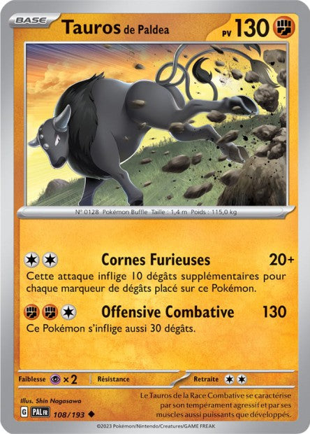 Carte Pokémon Tauros de Paldea 108/193 PAL EV02 LorenZone