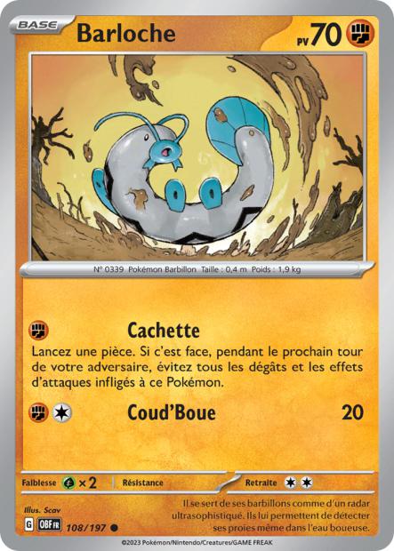 Carte Pokémon Barloche 108/197 Flammes Obsidiennes EV03 LorenZone