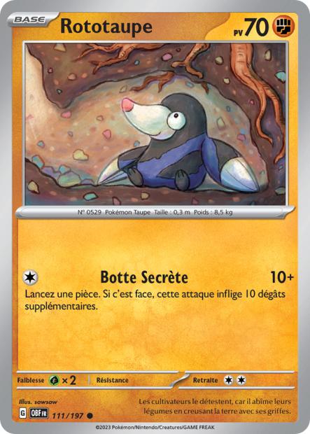 Carte Pokémon Rototaupe 111/197 Flammes Obsidiennes EV03 LorenZone