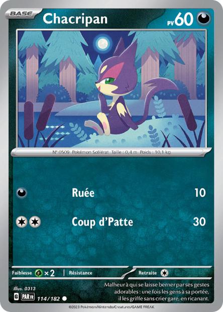 Carte Pokémon Chacripan 114/182 PAR Faille Paradoxe EV04 Neuf FR LorenZone