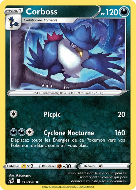 Carte Pokémon Corboss 115/196 LOR Origine Perdue EB11 Neuf FR LorenZone