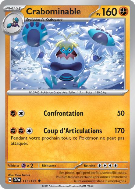 Carte Pokémon Crabominable 115/197 Flammes Obsidiennes EV03 LorenZone