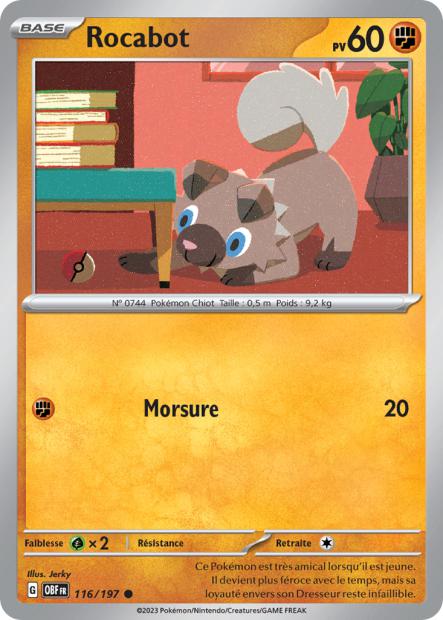 Carte Pokémon Rocabot 116/197 Flammes Obsidiennes EV03 LorenZone