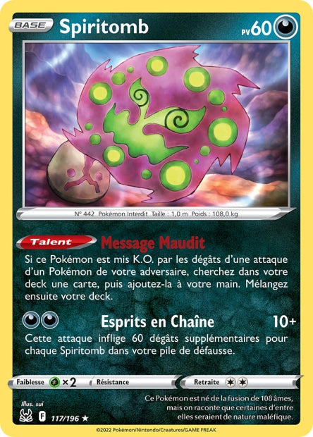 Carte Pokémon Spritomb 117/196 LOR Origine Perdue EB11 Neuf FR LorenZone