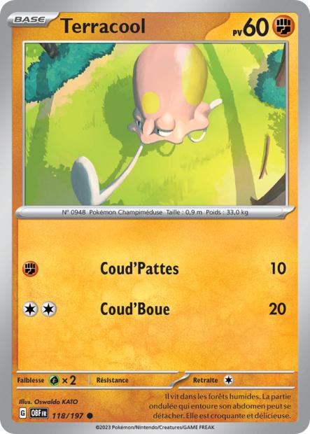 Carte Pokémon Terracool 118/197 Flammes Obsidiennes EV03 LorenZone
