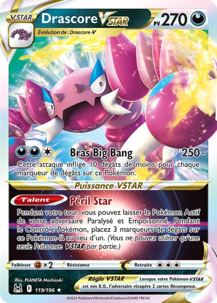 Carte Pokémon Drascore VSTAR 119/196 LOR Origine Perdue EB11 Neuf FR LorenZone