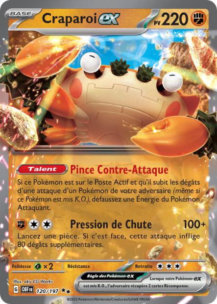 Carte Pokémon Craparoi EX 120/197 Flammes Obsidiennes EV03 LorenZone