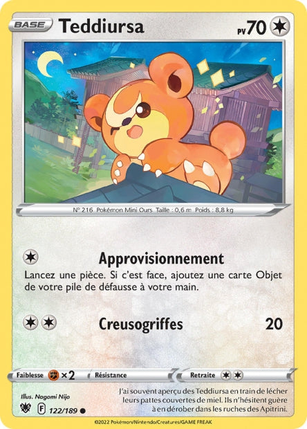Carte Pokémon Teddiursa 122/189 ASR EB10 LorenZone