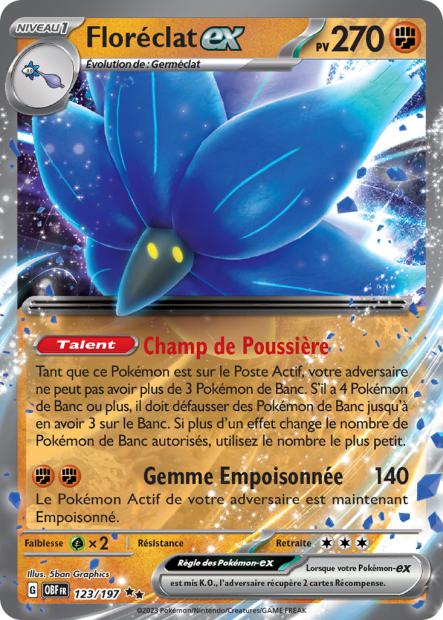 Carte Pokémon Floréclat EX 123/197 Flammes Obsidiennes EV03 LorenZone