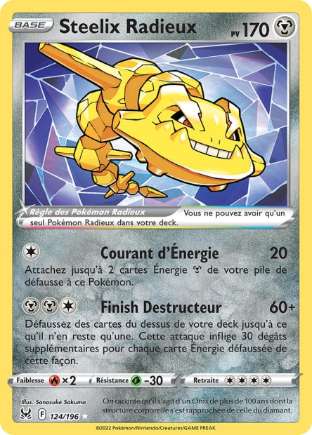 Carte Pokémon Steelix Radieux 124/196 LOR Origine Perdue EB11 Neuf FR LorenZone