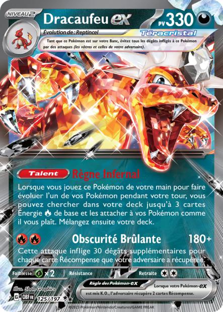 Carte Pokémon Dracaufeu EX 125/197 Flammes Obsidiennes EV03 LorenZone