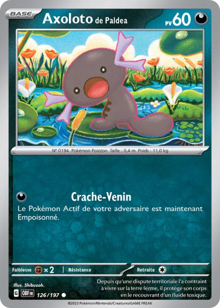 Carte Pokémon Axoloto de Paldea 126/197 Flammes Obsidiennes EV03 LorenZone