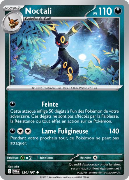 Carte Pokémon Noctali 130/197 Flammes Obsidiennes EV03 LorenZone