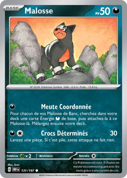 Carte Pokémon Malosse 131/197 Flammes Obsidiennes EV03 LorenZone
