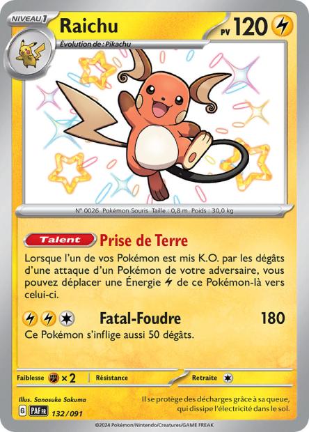 Carte Pokémon Raichu 132/091 Destinees de Palea EV4_5 LorenZone