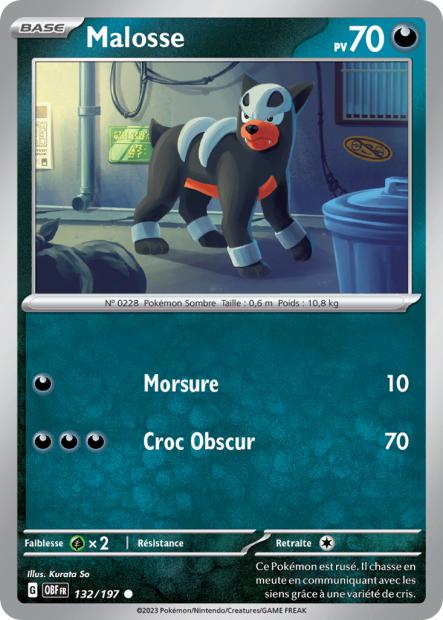 Carte Pokémon Malosse 132/197 Flammes Obsidiennes EV03 LorenZone