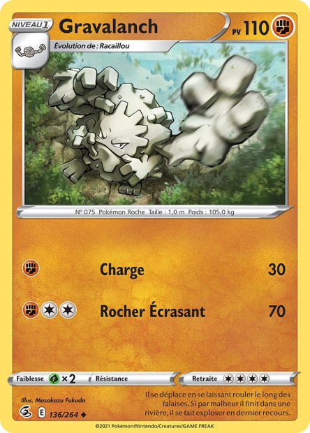 Carte Pokémon Gravalanch 136/264 FST EB08 LorenZone