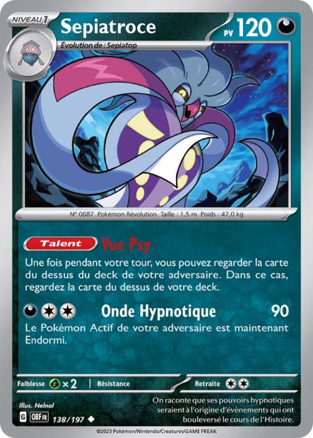 Carte Pokémon Sepiatroce 138/197 Flammes Obsidiennes EV03 LorenZone