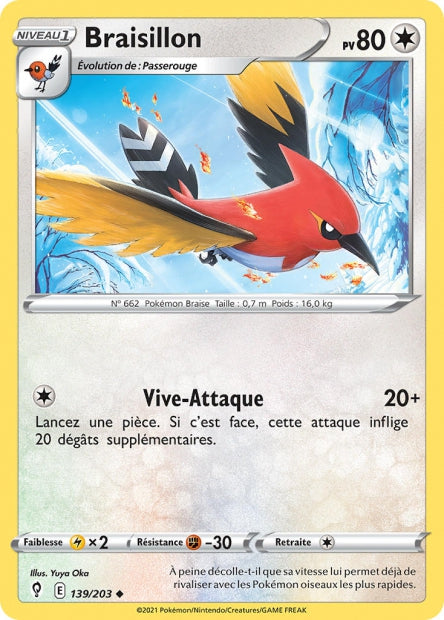 Carte Pokémon Braisillon 139/203 EVS EB07 LorenZone