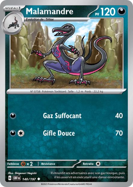 Carte Pokémon Malamandre 140/197 Flammes Obsidiennes EV03 LorenZone