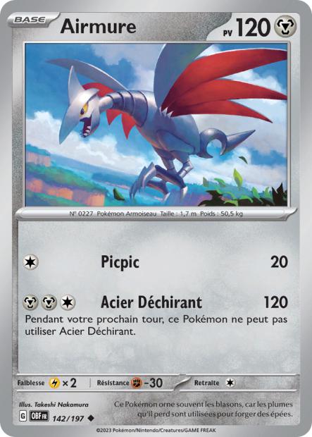 Carte Pokémon Airmure 142/197 Flammes Obsidiennes EV03 LorenZone