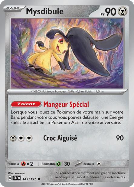 Carte Pokémon Mysdibule 143/197 Flammes Obsidiennes EV03 LorenZone