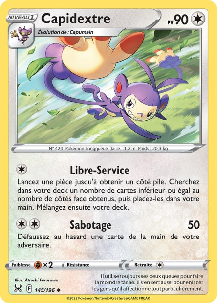 Carte Pokémon Capidextre 145/196 LOR Origine Perdue EB11 Neuf FR LorenZone