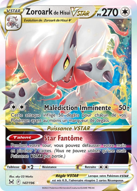 Carte Pokémon Zoroark de Hisui VSTAR 147/196 LOR Origine Perdue EB11 Neuf FR LorenZone
