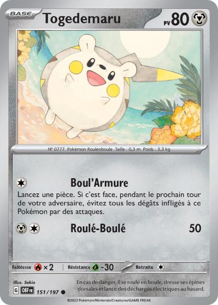 Carte Pokémon Togedemaru 151/197 Flammes Obsidiennes EV03 LorenZone