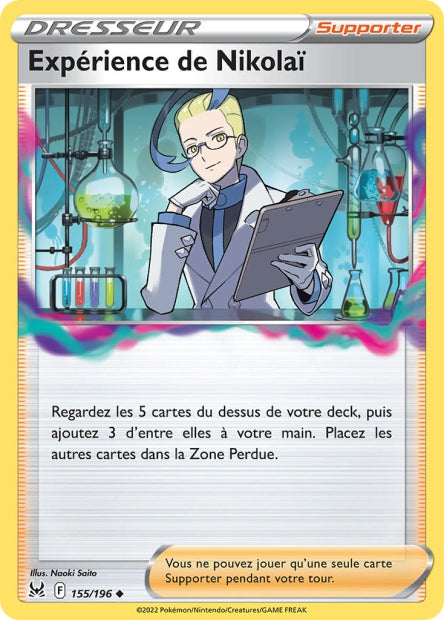 Carte Pokémon Expérience de Nikolaï 155/196 LOR Origine Perdue EB11 Neuf FR LorenZone