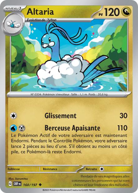 Carte Pokémon Altaria 160/197 Flammes Obsidiennes EV03 LorenZone