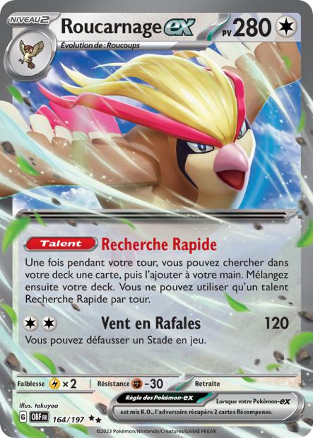 Carte Pokémon Roucarnage EX 164/197 Flammes Obsidiennes EV03 LorenZone