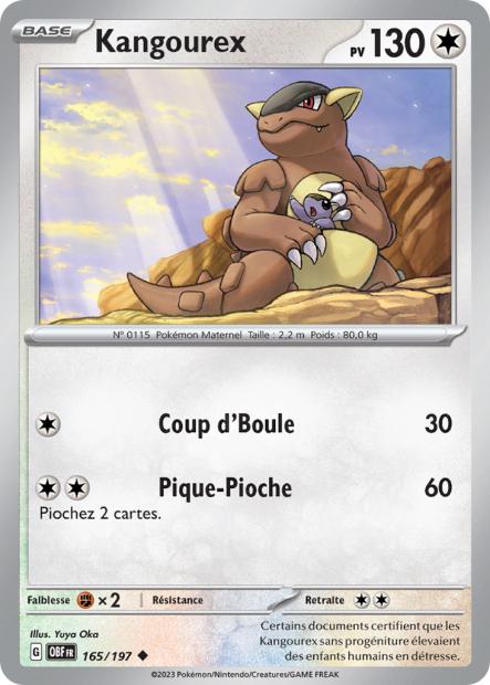 Carte Pokémon Kangourex 165/197 Flammes Obsidiennes EV03 LorenZone