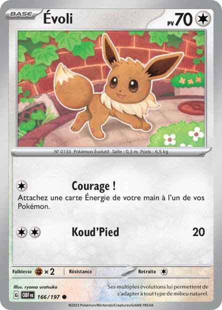 Carte Pokémon Évoli 166/197 Flammes Obsidiennes EV03 LorenZone