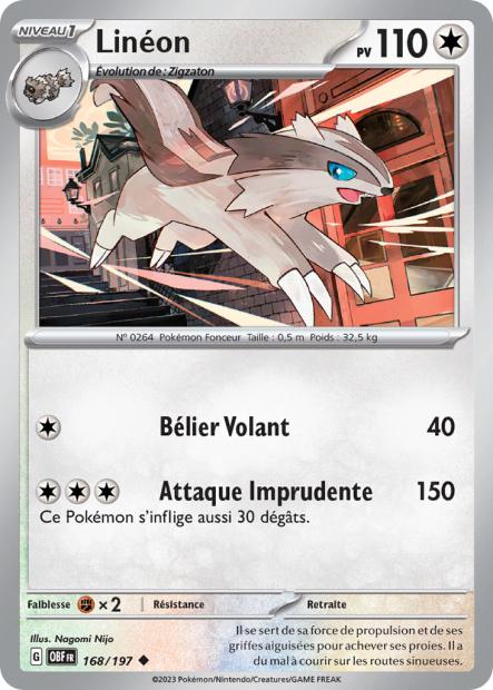 Carte Pokémon Linéon 168/197 Flammes Obsidiennes EV03 LorenZone