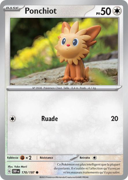 Carte Pokémon Ponchiot 170/197 Flammes Obsidiennes EV03 LorenZone