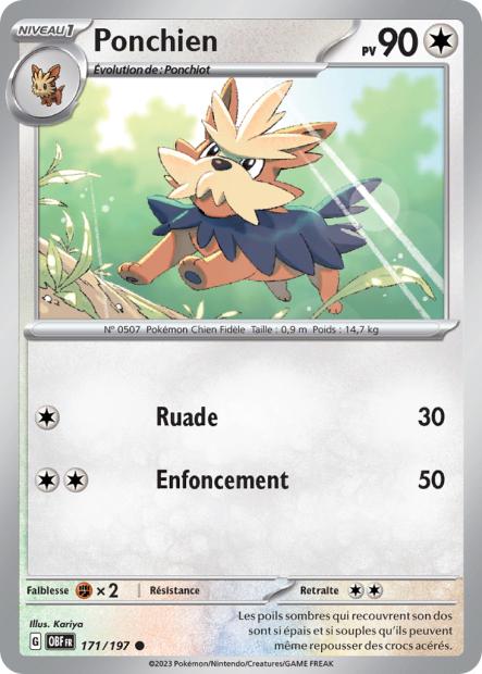 Carte Pokémon Ponchien 171/197 Flammes Obsidiennes EV03 LorenZone