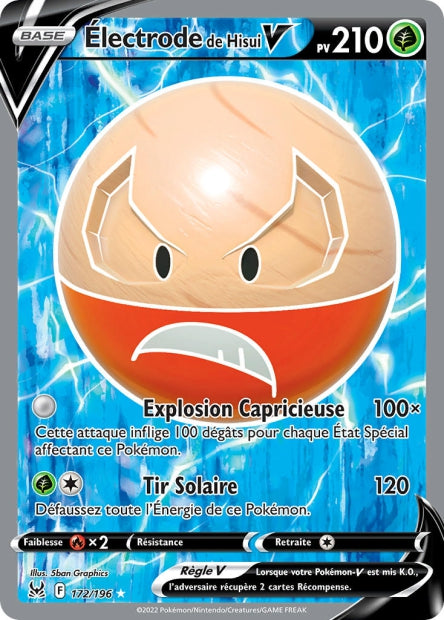 Carte Pokémon Électrode de Hisui V 172/196 LOR Origine Perdue EB11 Neuf FR LorenZone