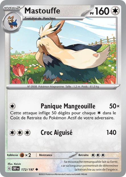 Carte Pokémon Mastouffe 172/197 Flammes Obsidiennes EV03 LorenZone